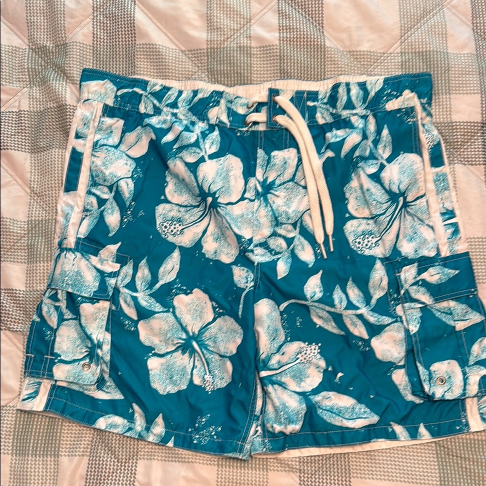 Mossimo Supply Co. Teal Floral Cargo Shorts